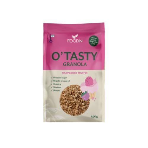 FOODIN O'Tasty Hafer Granola Himbeer-Muffin - 350g, Müslialternative mit süß-säuerlichen Haferflocken, zuckerarm, vegan & glutenfrei, milchfrei, ballaststoffreich & nussfrei Frühstückssnack von FOODIN