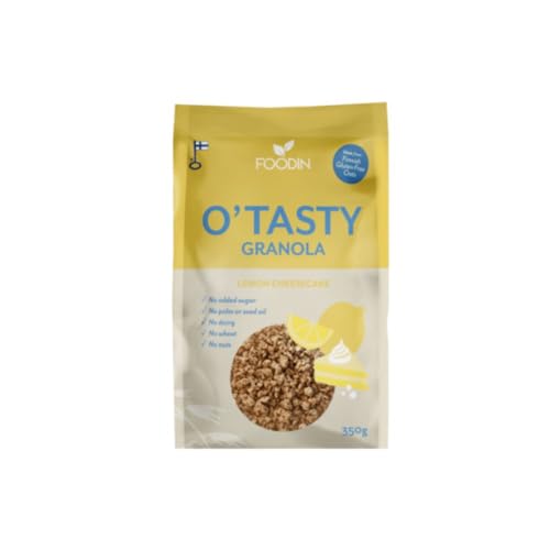 FOODIN O'Tasty Hafer Granola Lemon Cheesecake- 350g, Müslialternative mit Süße und Zeste Haferflocken, zuckerfreie, vegane & glutenfreie Haferflocken, gesunde Snacks & Crunchy Oats von FOODIN