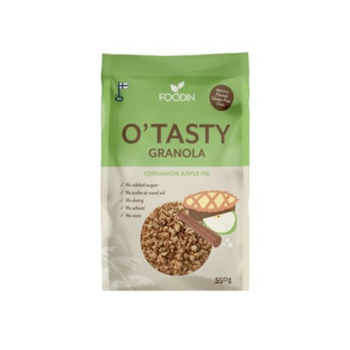 FOODIN O'Tasty Hafer Granola Zimt Apfelkuchen - 350g, Müslialternative gewürzte Haferflocken, zuckerarm, vegan & glutenfrei, ballaststoffreicher Snack, natürliche Aromen Zimt Apfel von FOODIN