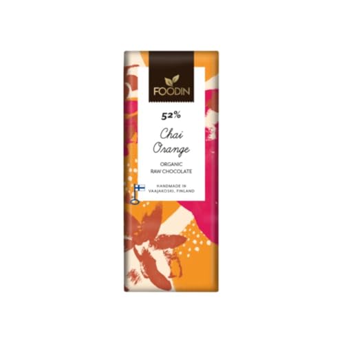 FOODIN Schokoriegel, Chai-Orange Zartbitter schokolade 52% Bio, Vegan, Glutenfrei und Gewürzte Gourmet-Delikatesse für Gesunde Snacks - 40gx10 von FOODIN