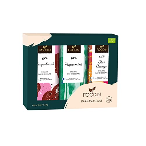 FOODIN Schokoriegel Bio Mix Pack, 6 x 40g Rohe Schokolade - 6 Verschiedene Sorten, Gesamt 240g von FOODIN