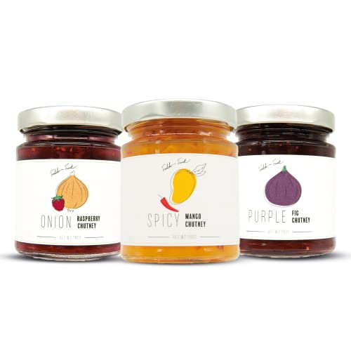 FOODOKO FINEST - Gourmet Chutney Set für Feinschmecker | Spicy Mango Chutney, Lila Feigen Chutney, Zwiebel und Himbeere Chutney (3x180g) von FOODOKO FINEST