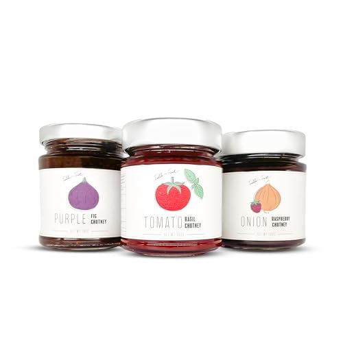 FOODOKO FINEST - Gourmet Chutney Trio Set für Feinschmecker | Lila Feigen Chutney, Himbeeren Zwiebel Chutney, Tomaten Basilikum Chutney (3x180g) von FOODOKO FINEST