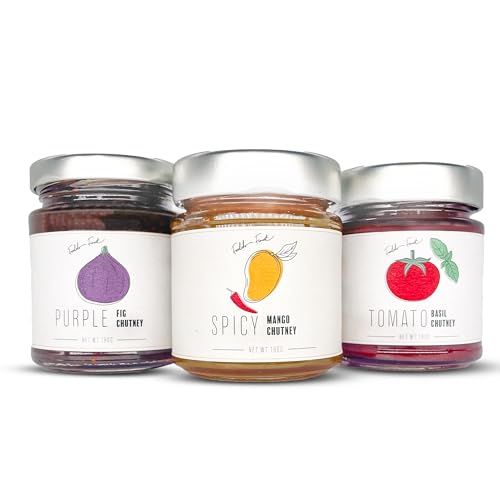 FOODOKO FINEST - Gourmet Chutney Trio Set für Feinschmecker | Spicy Mango Chutney, Lila Feigen Chutney, Tomaten Basilikum Chutney (3x180g) von FOODOKO FINEST