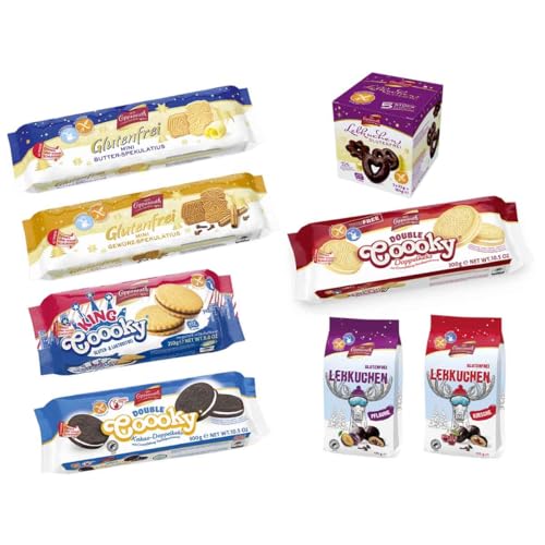 Coppenrath glutenfreies Sortiment - Probierpaket 8 Artikel: Lebkuchen: normal, Kirsche, Pflaume; Mini Gewürz-Spekulatius; Mini Butter-Spekulatius; Double Coooky Vanille & Kakao / 1,665 kg von FOOODY 4U SINCE 2020 DEIN ONLINE KIOSK