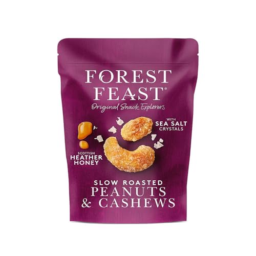 FOREST FEAST | Erdnüsse und Cashewnüsse mit Meersalzkristallen und Erica-Honig – 120 Gr | Trockenfrüchte mit Salz und Honig überzogen von FOREST FEAST