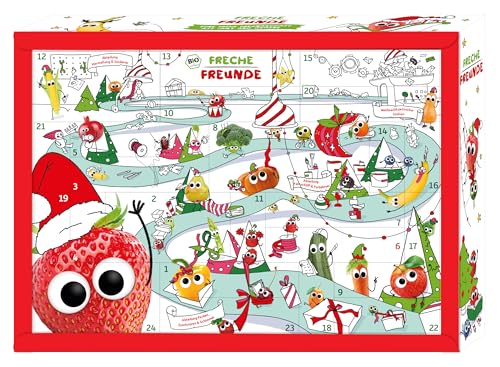 FRECHE FREUNDE Bio Adventskalender 2024 für Kids, Weihnachtskalender, enthält 24 Türchen mit Bio Snacks und Überraschungen, ideal für Kinder, ohne Zuckerzusätze, glutenfrei, 1 Stück = 1995g von FRECHE FREUNDE