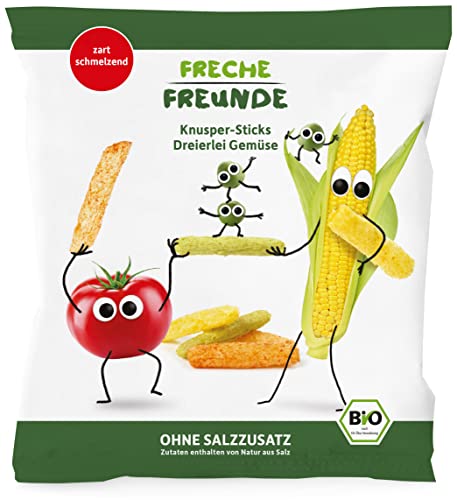 FRECHE FREUNDE Bio Knusper-Sticks Dreierlei Gemüse, Bio Knabberzeug für Kinder & Babys ab 12 Monaten, ohne Salzzusatz, (1x30g) von FRECHE FREUNDE