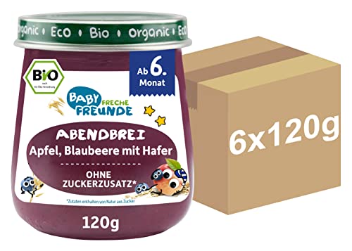 Freche Freunde Bio Babybrei, Apfel, Blaubeere mit Hafer, ab 6. Monat, 120 g von FRECHE FREUNDE