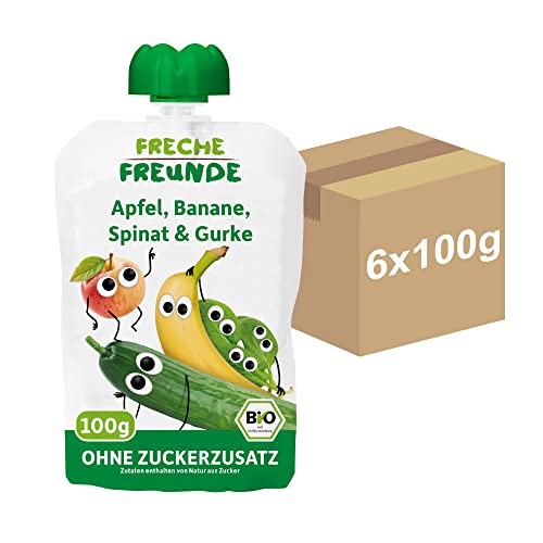 Freche Freunde Bio Quetschie, Apfel, Banane, Spinat & Gurke, ab 6 Monaten (6 x 100 g) von FRECHE FREUNDE