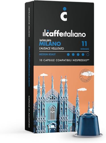 Ilcaffeitaliano Aluminiumkapseln kompatibel mit Nespresso - Milano 100 Stk | Aluminiumkapseln Nespresso-kompatibel, aromatische Noten von Kakao und Nüssen | Samtig und kühn Intensität 11 von FRHOME