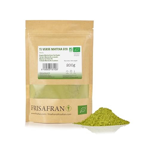 FRISAFRAN | Bio Matcha Tee 200g | Bio Teepulver | 100% natürlich | Bio Matcha Grüntee Pulver | Zeremonielle Qualität | In Japan angebaut | vegan-detox | Smoothies-Getränke | Multivitamin | Entgiftung von FRISAFRAN