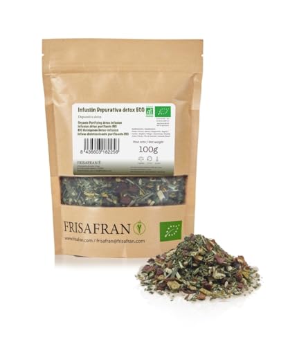 FRISAFRAN | Bio Detox Reinigungsinfusion 100g | Verdauungs | Entzündungshemmend | entwässernder Tee mit harntreibender Wirkung | Detox Eigenschaften | Natürliches Antioxidans | keine Zusatzstoffe von FRISAFRAN