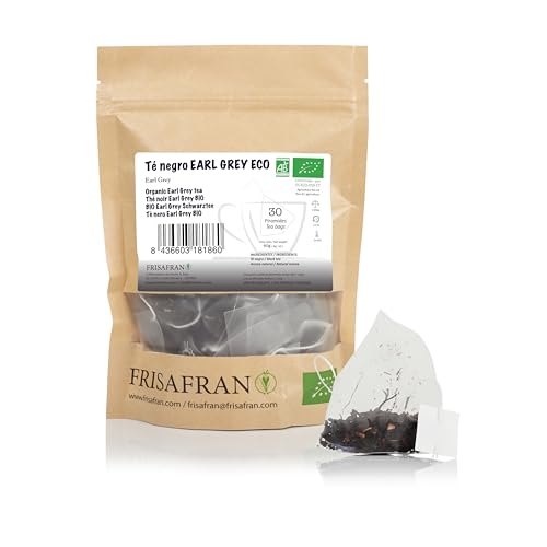 FRISAFRAN | Bio-Earl-Grey-Schwarztee in Pyramiden 30 Einheiten | 60g | Antiseptisch | Schwarze Teeblätter | Energetisierend | Schwarze Teebeutel | Frischer und blumiger Tee | Earl Grey | Tee Earl Grey von FRISAFRAN