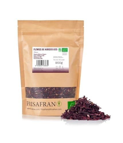 FRISAFRAN Bio-Hibiskusblüten, 900 g, Jamaika-Blume, Hibiskusblüte, Jamaikuswasser, Hibiskusaufguss, Hibiskus-Tee, Hautreparatur, Entgiftung, Hibiskusblüte, Granel von FRISAFRAN