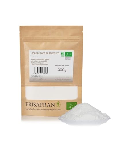 FRISAFRAN | Bio Kokosmilchpulver 200g | Kokosnussmilchpulver | natürlich | Glutenfrei | Kokosmilch | Kokosgetränk | Kokos milch Pulver getrocknet | Proteinpulver | vegane | Kokosnussmilch | Kokosmilch von FRISAFRAN