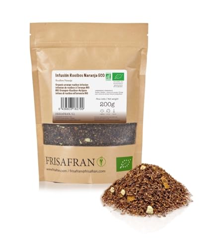 FRISAFRAN | Bio Orangen Rooibos Aufguss Infusion in Großpackung 200g | Sinneserfahrung | Einzigartiger Geschmack | Natürliche | Koffeinfrei | Tee | Nachhaltige Landwirtschaft | Entgiftung | ohne Thein von FRISAFRAN