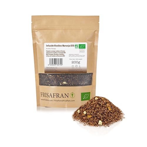 FRISAFRAN | Bio Orangen Rooibos Aufguss Infusion in Großpackung 200g | Sinneserfahrung | Einzigartiger Geschmack | Natürliche | Koffeinfrei | Tee | Nachhaltige Landwirtschaft | Entgiftung | ohne Thein von FRISAFRAN