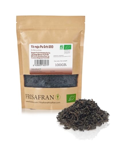 FRISAFRAN | Bio Pu Erh Rottee, Großpackung 100g | Abnehmen | Diuretikum | Verdauungs | Entgiftung | Fatburner | Tee abgießen | roter Tee zum Abnehmen | roter Pu-Erh-Tee | Aufguss ohne Zusatzstoffe von FRISAFRAN