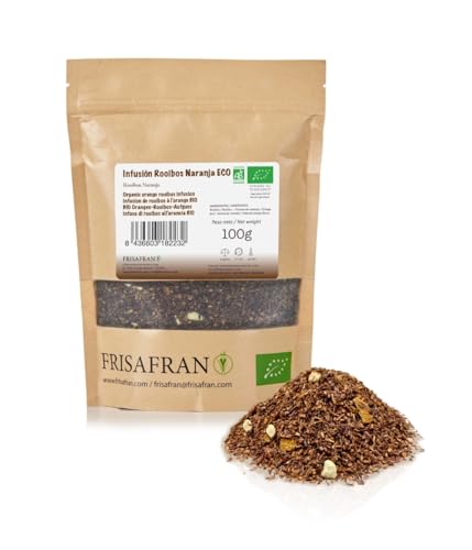 FRISAFRAN | Bio Orangen Rooibos Aufguss Infusion in Großpackung 100g | Sinneserfahrung | Einzigartiger Geschmack | Natürliche | Koffeinfrei | Tee | Nachhaltige Landwirtschaft | Entgiftung | ohne Thein von FRISAFRAN