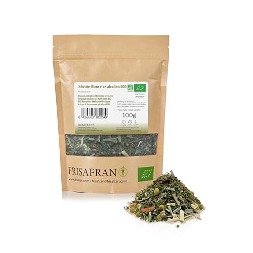 FRISAFRAN | Bio alkalischer Aufguss in Großpackung 100g | Basischer Tee | Köstlicher und gesunder Aufguss | Antioxidantien | Verdauungs | Mineralisiert | Gesundheit und Wellness | basischer Kräutertee von FRISAFRAN