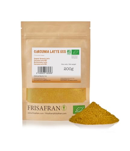 FRISAFRAN | Goldene Milch Pulver Bio 200g | Kurkuma Latte Pulver | Golden Milk mit Curcuma Ashwagandha | Mischung für Goldene Milch | Kurkuma-Goldmilch | Enthält Superfood | Tee | Goldelixier vegan von FRISAFRAN