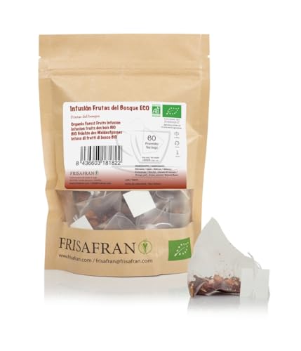 FRISAFRAN | Aufguss von Bio Waldfrüchten in Pyramiden 60uds | 120g | Entspannend reich an Vitaminen | Einheiten | Aufguss Aux Fruits Des Bois | Aufguss aus roten Früchten | Rote Früchte | rote Früchte von FRISAFRAN