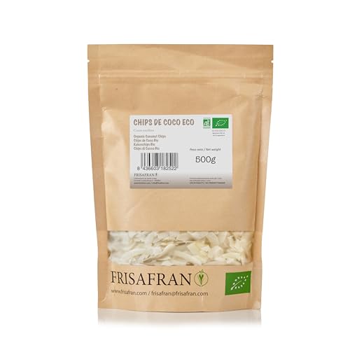 FRISAFRAN Kokosnuss-Chips | getrocknet | umweltfreundlich | zuckerfrei | ungeröstet | 500g | Kokoschips Bio | Kokosnusschips getrocknet | Ungesüßt | Ungeröstet | Vegan | Glutenfrei | Low Carb | Keto von FRISAFRAN