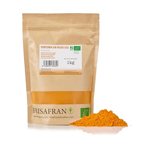 FRISAFRAN | BIO Kurkuma Pulver | Gelbwurz gemahlen | 1kg | Hochwertige Kurkumawurzel aus Indien | Kurkuma Bio | Golden Kurkuma | Kurkuma Achterhof Pulver | Kurkuma Gewürz | Kurkuma | Natürlich bio von FRISAFRAN