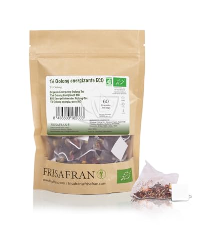 FRISAFRAN | Umweltfreundlicher energetisierender Oolong-Tee in Pyramiden 60Uds | 120g | entschlackend | Verjüngung | Oolong Tee | Authentischer blauer Oolong-Tee | Oolong-Kräuteraufguss | antioxidativ von FRISAFRAN