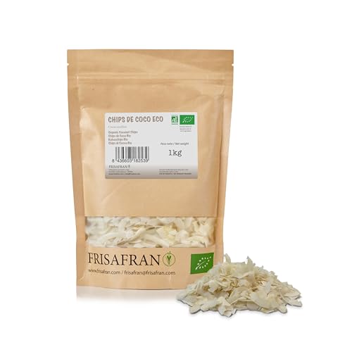 FRISAFRAN Kokosnuss-Chips | getrocknet | umweltfreundlich | zuckerfrei | ungeröstet | 1kg | Kokoschips Bio | Kokosnusschips getrocknet | Ungesüßt | Ungeröstet | Vegan | Glutenfrei | Low Carb | Keto von FRISAFRAN