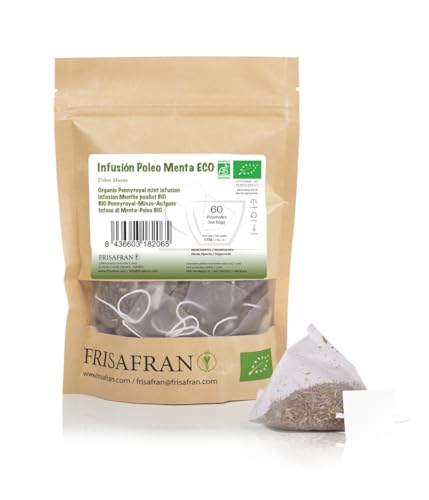 FRISAFRAN | Pennyroyal Mint Infusion in Pyramide Bio 60En | 120g | Minz Pennyroyal | Verdauungs | Gegen Erkältungen | Gesundes Getränk | Pennyroyal Tee zur Beruhigung | Natürliches antivirales Mittel von FRISAFRAN