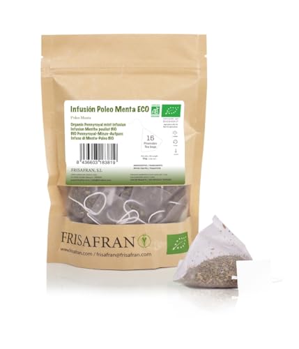 FRISAFRAN | Pennyroyal Mint Infusion in Pyramide Bio 15En | 30g | Minz Pennyroyal | Verdauungs | Gegen Erkältungen | Gesundes Getränk | Pennyroyal Tee zur Beruhigung | Natürliches antivirales Mittel von FRISAFRAN