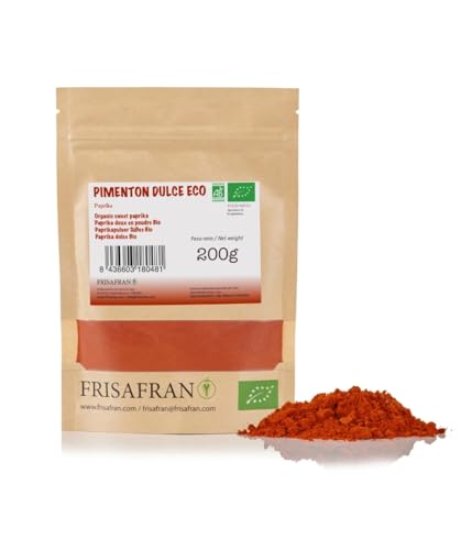 FRISAFRAN | Paprika Edelsüß BIO | 200g | paprika edelsüß gemahlen | Paprikapulver | Paprikapulver süß | Exzellente Qualität und Geschmack | Ideal zum Würzen | Süßes Erlebnis | gewürze | handverlesen von FRISAFRAN