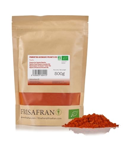 FRISAFRAN | Spanischer Paprika Edelsüß BIO | 500g | Exzellente Qualität und Geschmack aus Spanien | Ideal zum Würzen und Verfeinern von Rezepten | Süßes und aromatisches Erlebnis von FRISAFRAN