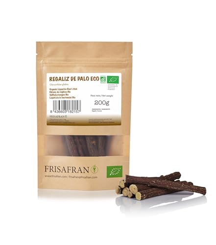 FRISAFRAN | Bio süßholzwurzel stangen | licorice | Trockene Lakritzstange Süßholzstangen | 200g | Lakritz | Lakritz Salzig | süßholz | Lakritze Geschenkset | süßholz zum kauen | Lakritze Ohne Zucker von FRISAFRAN