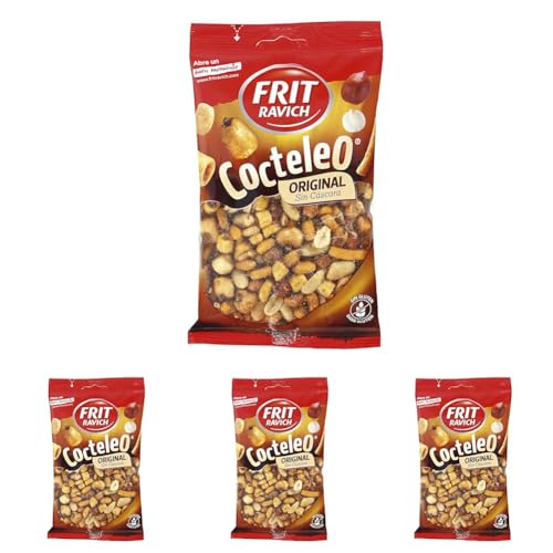 Frit Ravich Cocteleo sin Cascara 130 gr. | Mais-Mix und gewürzte Snackprodukte, Erdnüsse, Bohnen, Kichererbsen und Riesenmais mit Barbecue Geschmack (Packung mit 4) von FRIT RAVICH