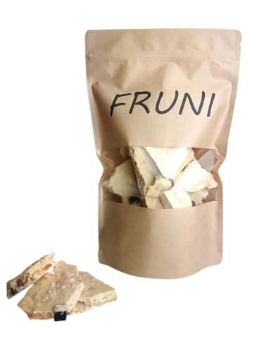 FRUNI Bruchschokolade Weiß | Schokolade mit verschiedenen Nüssen, Früchten, Pretzel, Lebkuchen und Lakritz (1000g) von FRUNI