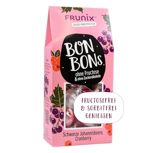 Frunix Bonbon ohne Fructose - verschiedene Sorten - fructosefrei und sorbitfrei, vegan, glutenfrei und ohne Zitronensäure (Johannisbeere-Cranberry) von FRUNIX