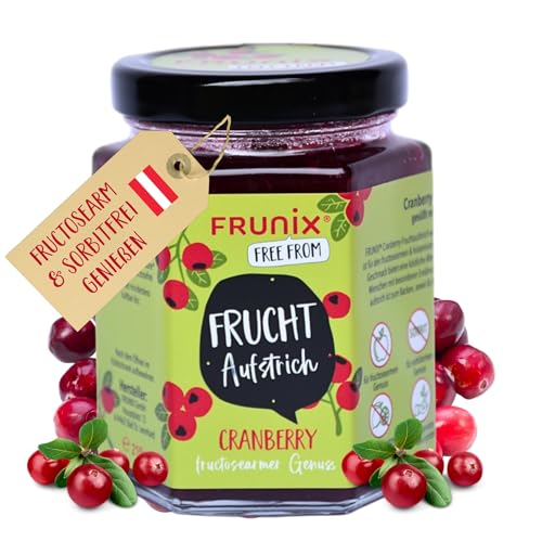 FRUNIX-Fruchtaufstriche in 8 Sorten: fructosearm, sorbitarm, vegan, glutenfrei, ohne Zitronensäure, low FODMAP (Cranberry) von FRUNIX