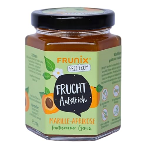 FRUNIX Fruchtaufstrich Marille/Aprikose, viel Frucht, wenig Fructose für fructosearme Ernährung, Genuss ohne Reue, in Handarbeit hergestellt von FRUNIX