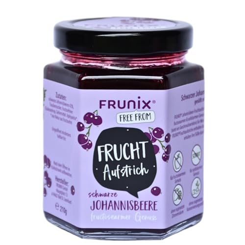 FRUNIX-Fruchtaufstriche in 8 Sorten: fructosearm, sorbitarm, vegan, glutenfrei, ohne Zitronensäure, low FODMAP (schwarze Johannisbeere) von FRUNIX