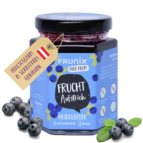 FRUNIX-Fruchtaufstriche in 8 Sorten: fructosearm, sorbitarm, vegan, glutenfrei, ohne Zitronensäure, low FODMAP (Heidelbeere) von FRUNIX