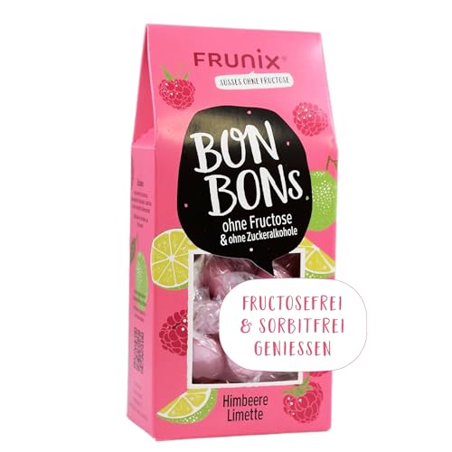 Frunix Bonbon ohne Fructose - verschiedene Sorten - fructosefrei und sorbitfrei, vegan, glutenfrei und ohne Zitronensäure (Himbeere-Limette) von FRUNIX