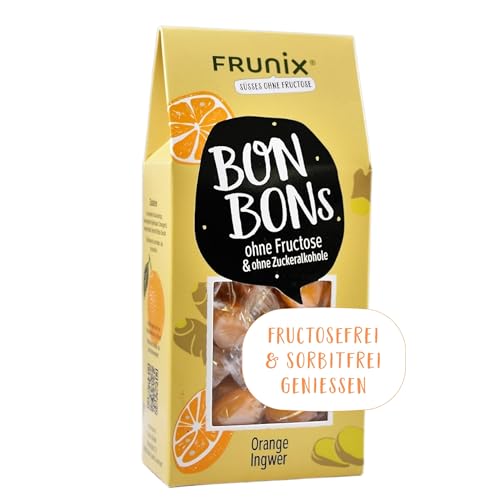 Frunix Bonbon ohne Fructose - verschiedene Sorten - fructosefrei und sorbitfrei, vegan, glutenfrei und ohne Zitronensäure (Ingwer-Orange) von FRUNIX