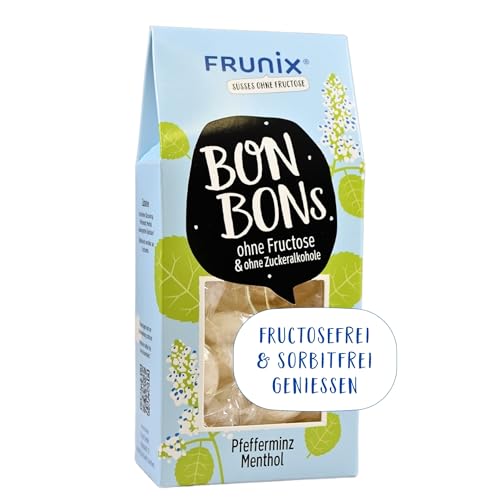 Frunix Bonbon ohne Fructose - verschiedene Sorten - fructosefrei und sorbitfrei, vegan, glutenfrei und ohne Zitronensäure (Pfefferminze-Menthol) von FRUNIX