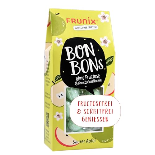 Frunix Bonbon ohne Fructose - verschiedene Sorten - fructosefrei und sorbitfrei, vegan, glutenfrei und ohne Zitronensäure (saurer Apfel) von FRUNIX