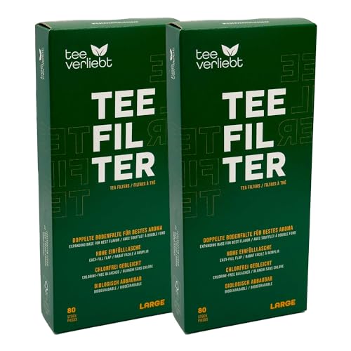 teeverliebt - 2 Packungen Teefilter aus Papier für losen Tee á 80 Stück I Größe L I Teebeutel zum Selbstbefüllen I Teesackerl I Einweg Teebeutel von FRUTEG