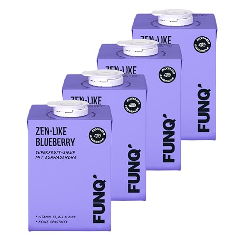 NATÜRLICHER FUNQ' Superfruit Sirup 4x Zen-Like Blueberry - wenig Zucker ohne Süßstoffe - Sirup für Wassersprudler - mit Vitaminen und Mineralien - 14 Liter Mixgetränk von FUNQ´