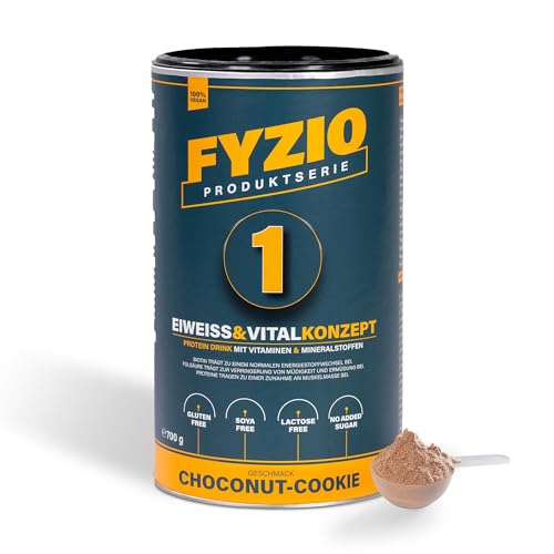 FYZIO Nr.1 Protein Drink mit 36 Vitaminen, Mineralstoffen & Aminosäuren | 100% Vegan | Choconut-Cookie Geschmack | Pflanzliches Eiweiß | Nahrungsergänzungsshake | Laktosefrei & Glutenfrei | 1 x 700g von FYZIO